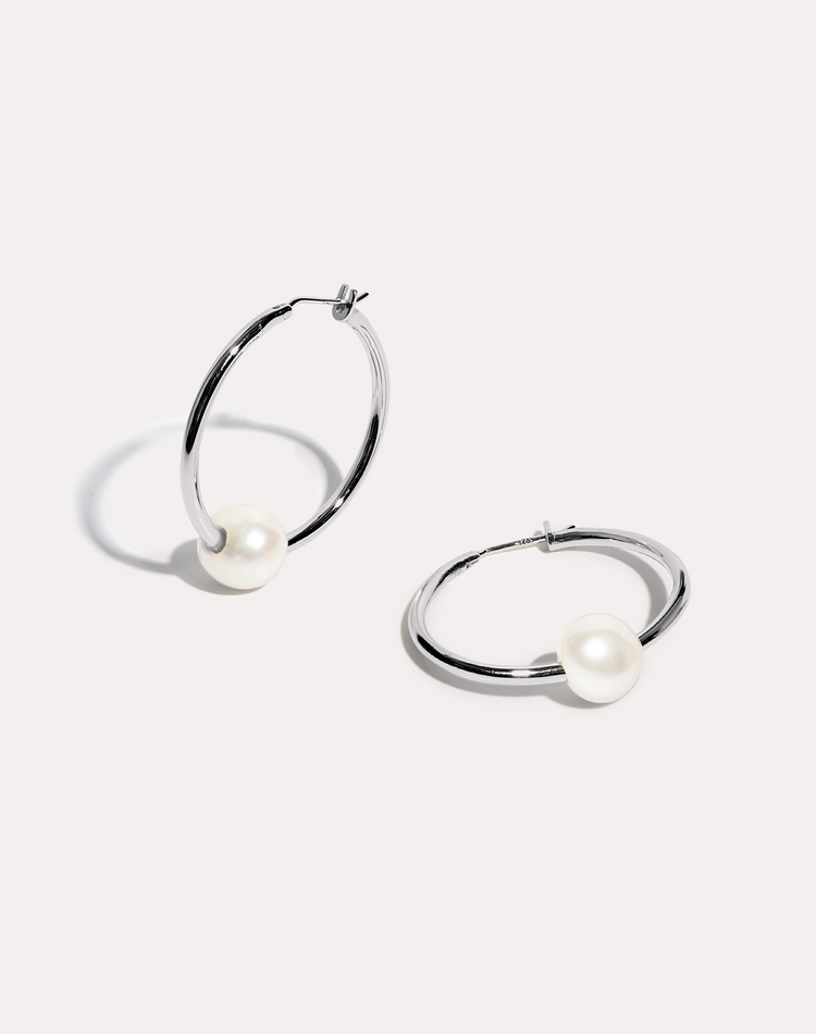 Margarite Silver Hoop Earrings
